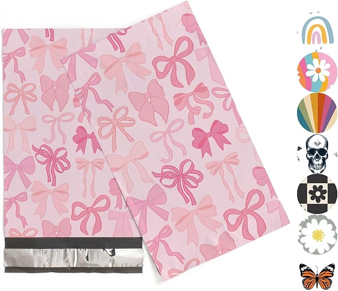 6x9 Poly Mailers – Coquette Bows Design – Waterproof, Tear-Resistant Shipping by PackageMint