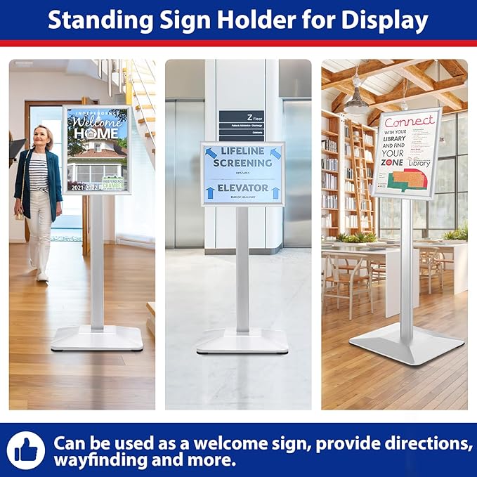 Sign Stand 8.5x11inch Pedestal Sign Holder Poster Stand 3Packs Adjustable Floor - Image 8