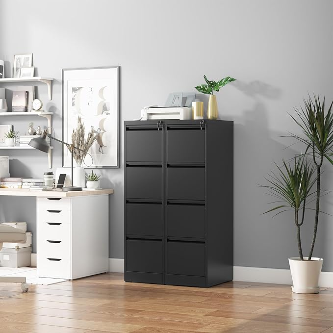 4 Drawer File Cabinet with Lock, Vertical Filing Cabinets - Image 8