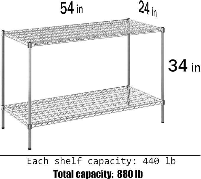 24" Deep x 54" Wide x 34" Height Wire Shelving Kit | 2-Tier | NSF Commercial - Image 3