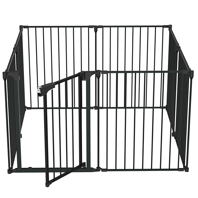 Bonnlo 188'' Wide Baby Gate Playpen 8 Panel Adjustable Play Yard Metal Dog Gate - Image 9