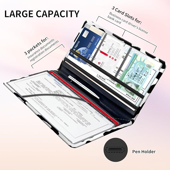 Premium Car Registration and Insurance Card Holder, Cute PU Leather Car - Image 4