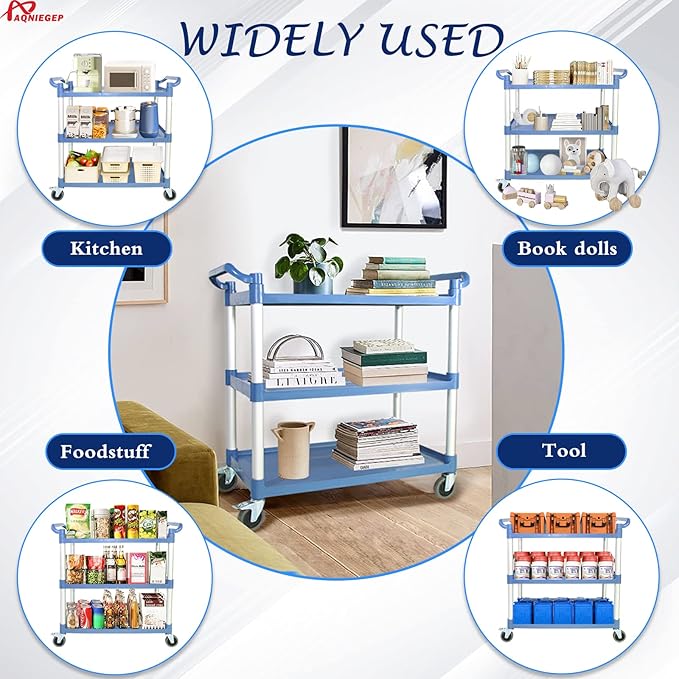 AQNIEGEP Utility Carts with Wheels, Large Food Kitchen Cart Heavy Duty - Image 4