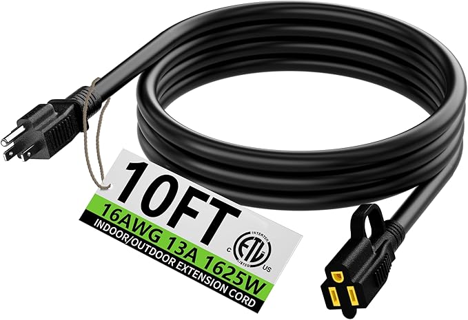 HUANCHAIN Indoor Outdoor Black Extension Cord 10 ft Waterproof, 16/3 Gauge by huanchain
