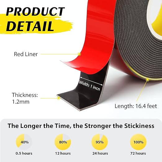 EMITEVER Double Sided Tape Heavy Duty, Acrylic Foam Mounting Tape 16.4FT X 1IN - Image 3