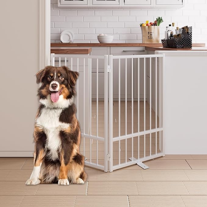 2 Panels Full Metal Freestanding Dog Gates, 40” W x 36” H Folding Pet Gate Fence by Unknown
