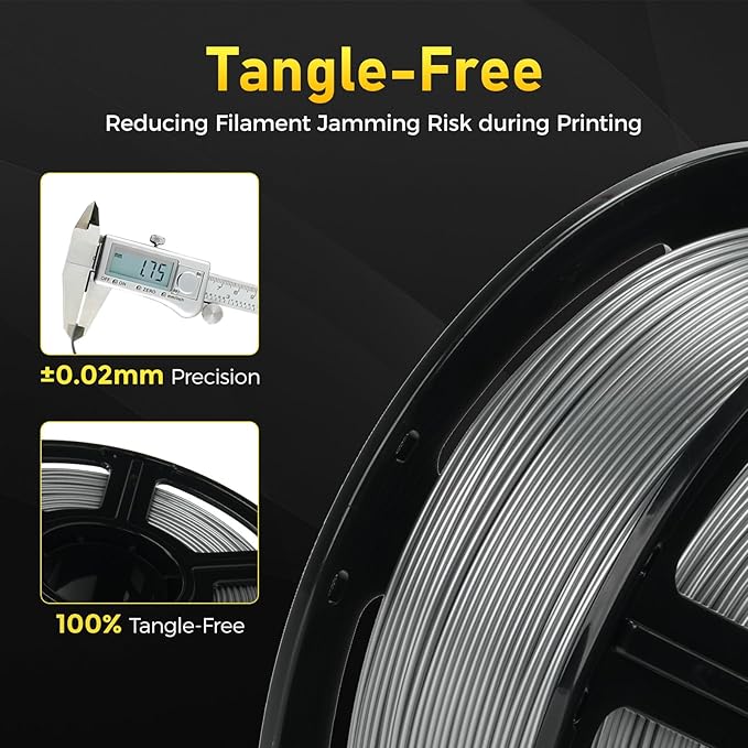 FLASHFORGE Rapid PETG Filament 1.75mm Metallic Silver, Max 600mm/s High Speed - Image 5