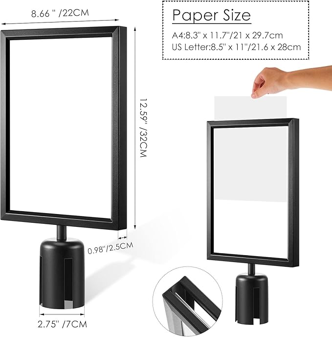 Taiyin 4 Pcs Stanchion Sign Holder Double Sided Sign Frame - Image 2