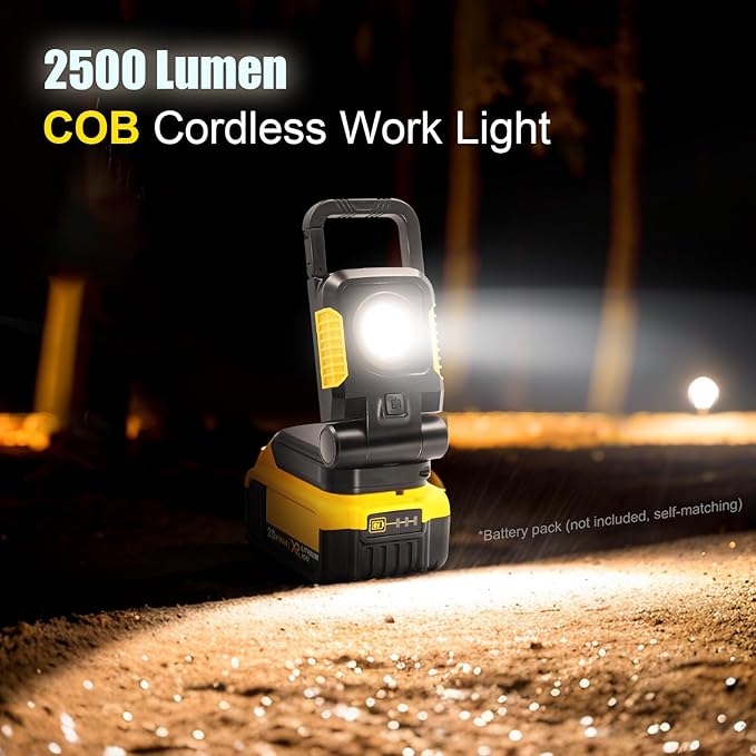 18V/20V Cordless Work Light, 25W Portable Flood Light Work - Image 2