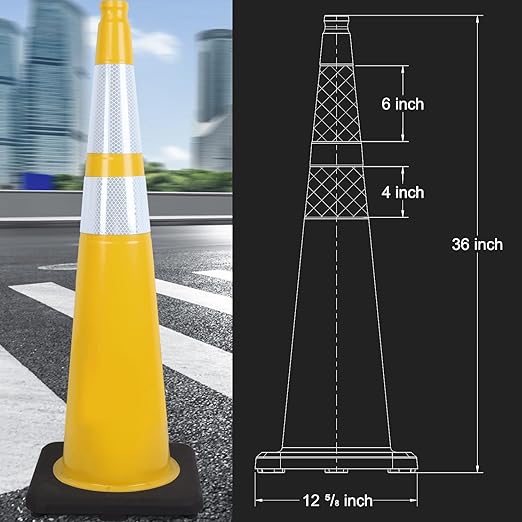 6 Pack 36" Large-Sized PVC Traffic Cones - Image 2