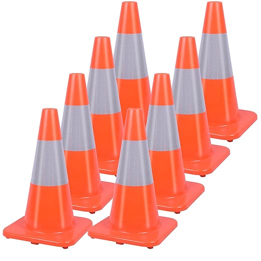 8 Pack Traffic Safety Cones 18 Inches by YOURSAFETYOURPRIORITY
