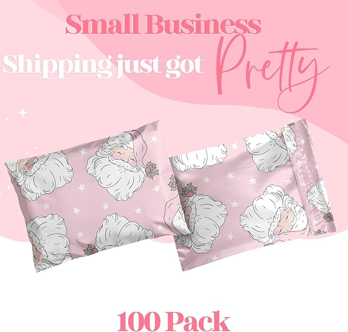 6x9 Designer Christmas Holiday Poly Mailers 100 Pack Heavy Duty Waterproof Self - Image 2