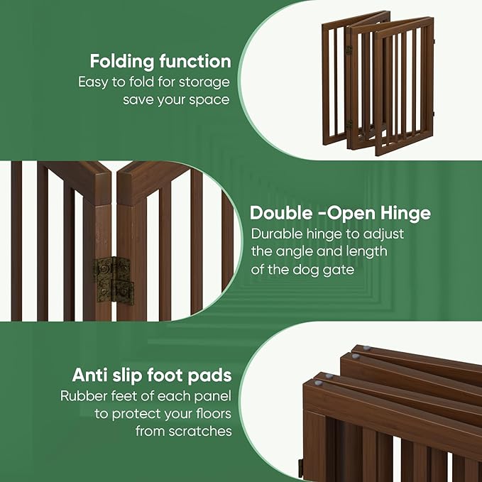 Dog Gates for Doorways, Freestanding Dog Gate Indoor, Foldable Pet Gates for - Image 3