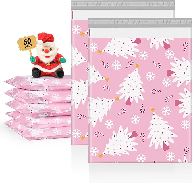Metronic Christmas Poly Mailers 14.5x19" 50 Pack, Cute Snowflake Shipping by METRONIC