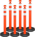 42" Traffic Delineator Posts, 6 Pack Orange Safety Cones by Ellumin-TrafficSafetyExpert