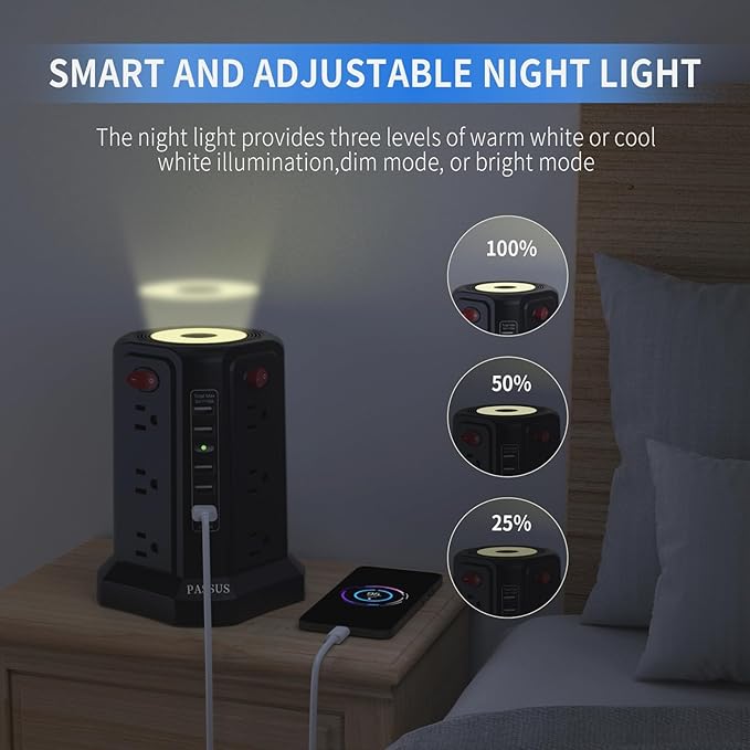 PASSUS Surge Protector Power Strip - Image 3