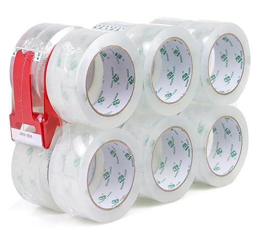 BOMEI PACK Clear Packing Tape, 2.8Mil Thick Heavy Duty Packaging Tape 12Rolls by BOMEIPACK