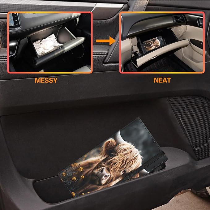 Car Registration and Insurance Holder, Leather Vehicle Glove Box Organizer - Image 6