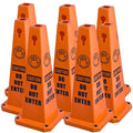 BESEA 8 Pack Red Safety Cones Caution DO NOT Enter Sign 4-Sided Heavy Duty by BeSea
