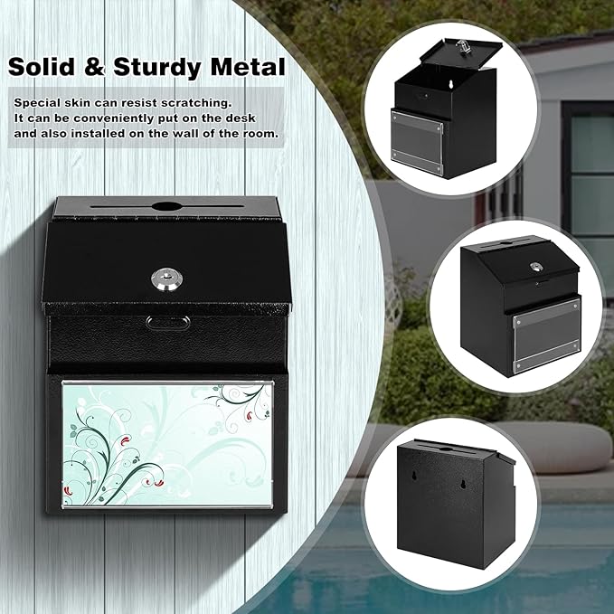 xydled Suggestion Box with Key Lock Magnetic Acrylic Sign Holder, Metal - Image 2