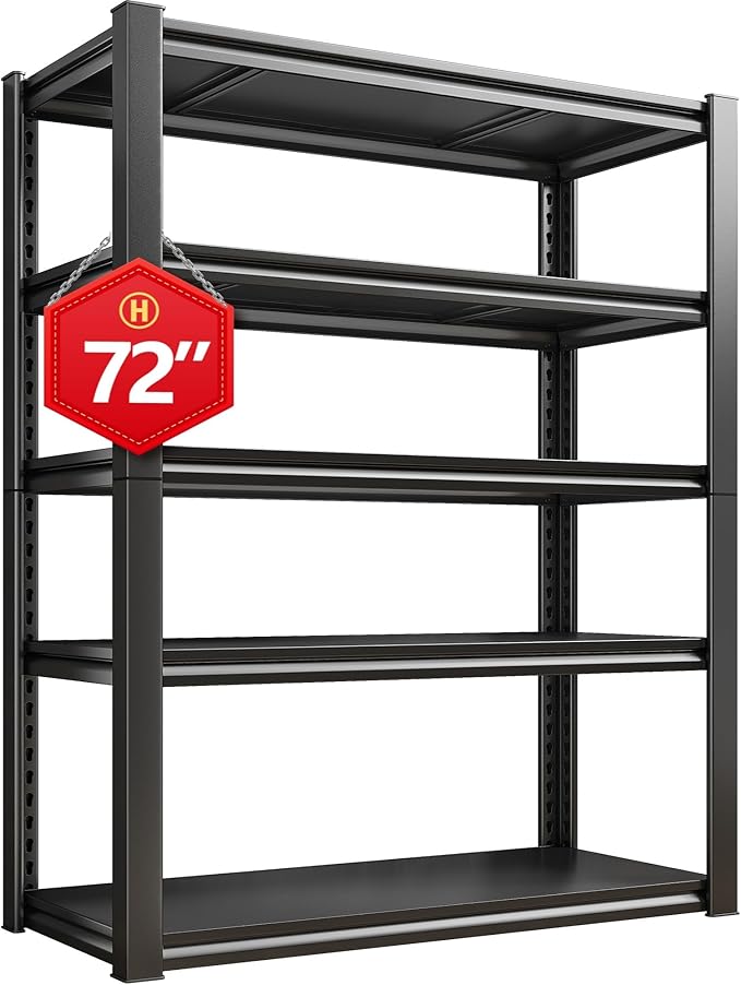 Raybee Storage Shelves, 5-Tier Adjustable Garage Shelves, 2000LBS Metal Shelving - Image 9