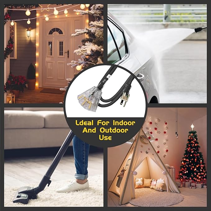 3-Outlets Indoor Outdoor Extension Cord Weatherproof - Image 6