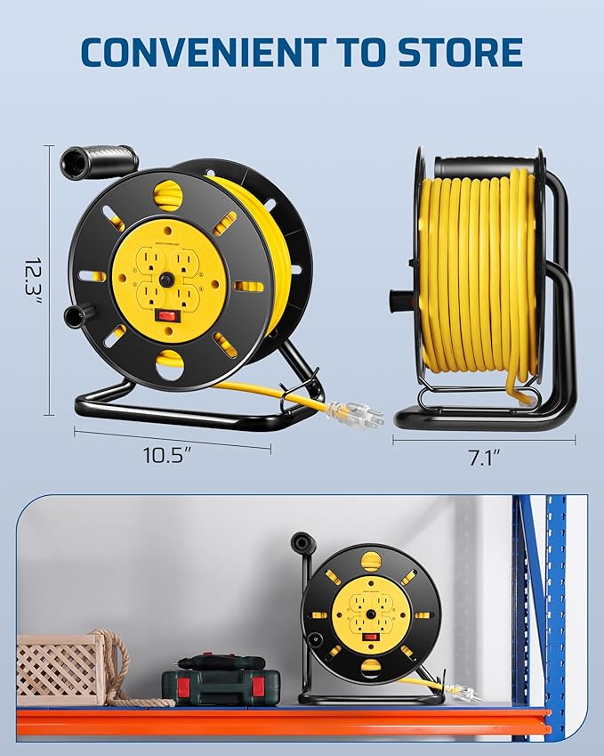 DEWENWILS Retractable Extension Cord Reel, 80FT Heavy Duty Open Cord Reel - Image 7
