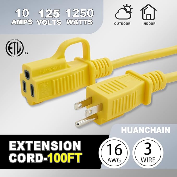 HUANCHAIN Outdoor Extension Cord 100 ft Waterproof, 16/3 Gauge Flexible - Image 7