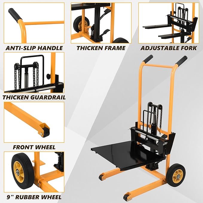 Manual Forklift Pallet Stakcer 43.3" Lift Height - Image 6