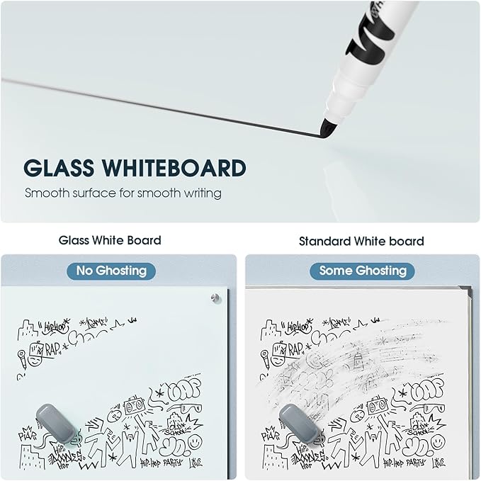 MaxGear Glass White Board 48x36 Inches, Wall Mounted Magnetic Glass Dry Erase - Image 6