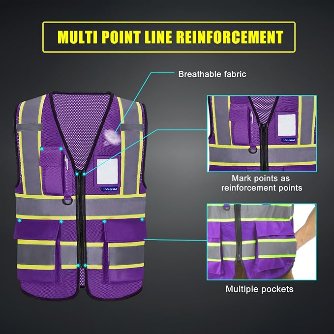 AYKRM 11 color High Vis Reflective Safety Vest - Image 2