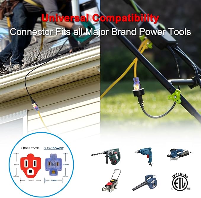 Clear Power 50 ft Heavy Duty Outdoor Extension Cord 14/3 SJTW - Image 6