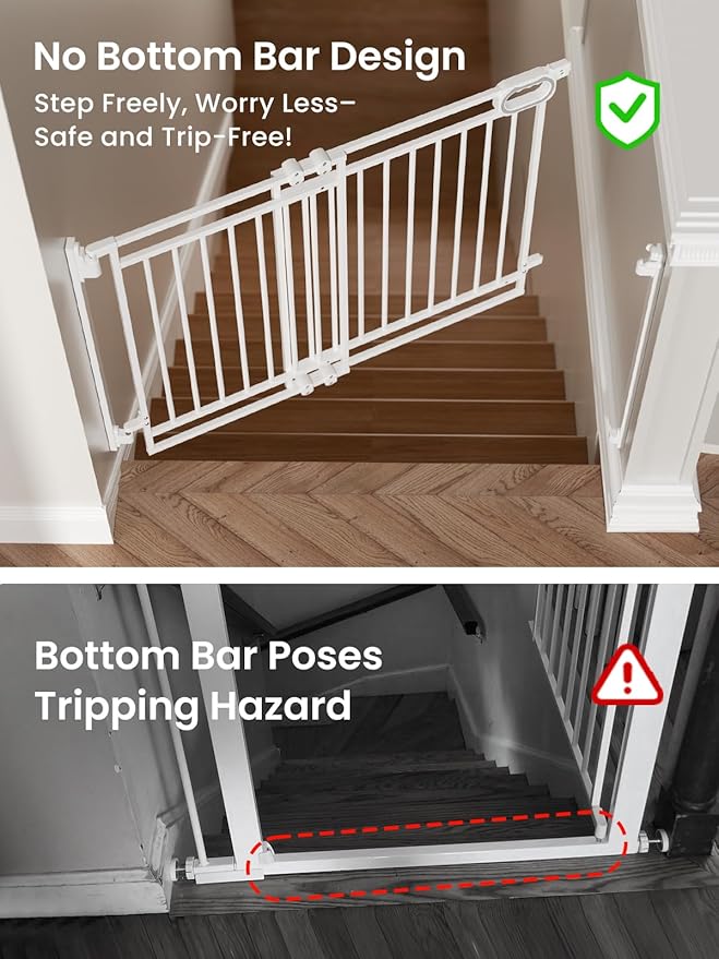 Grownsy Baby Gate for Stairs- No Bottom Bar, Adjustable Width 32” to 48” for - Image 2
