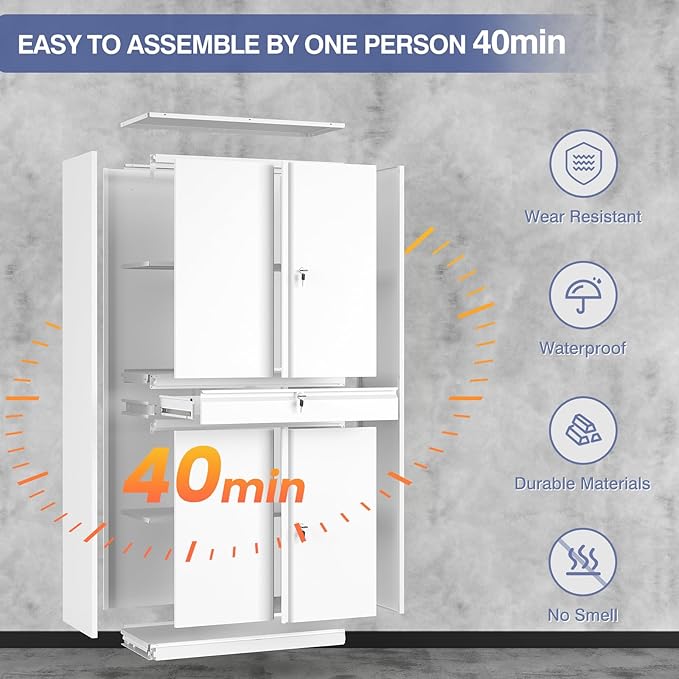 Metal Storage Cabinet, Tall File Cabinet - Image 7