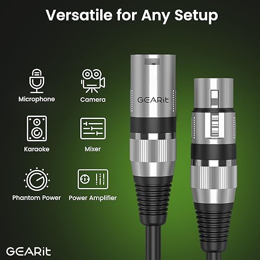 GEARit XLR Male to Female Microphone Cable 3-Pin Balanced Shielded Mixer - Image 3