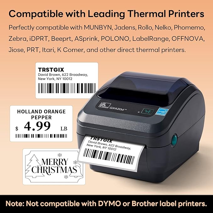 3" x 2" Direct Thermal Labels, Strong Adhesive Barcode & Return Address - Image 3