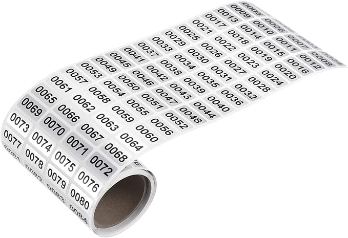 MECCANIXITY 1 to 1000 Consecutive Number Stickers Inventory Label Black Numbers by MECCANIXITY