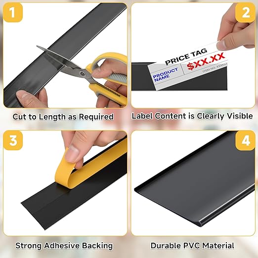 50 Pcs Shelf Label Strips, Self Adhesive Shelf Label Holder, 1.5''H x 48''L - Image 5