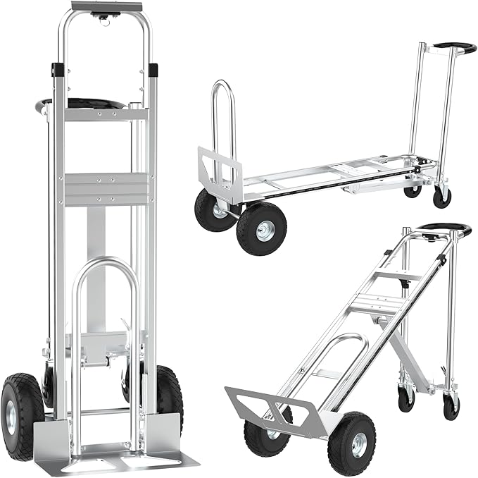 3 in1 Convertible Hand Truck, Folding Aluminum Hand Trucks 880lb Load Appliance by HIMcup