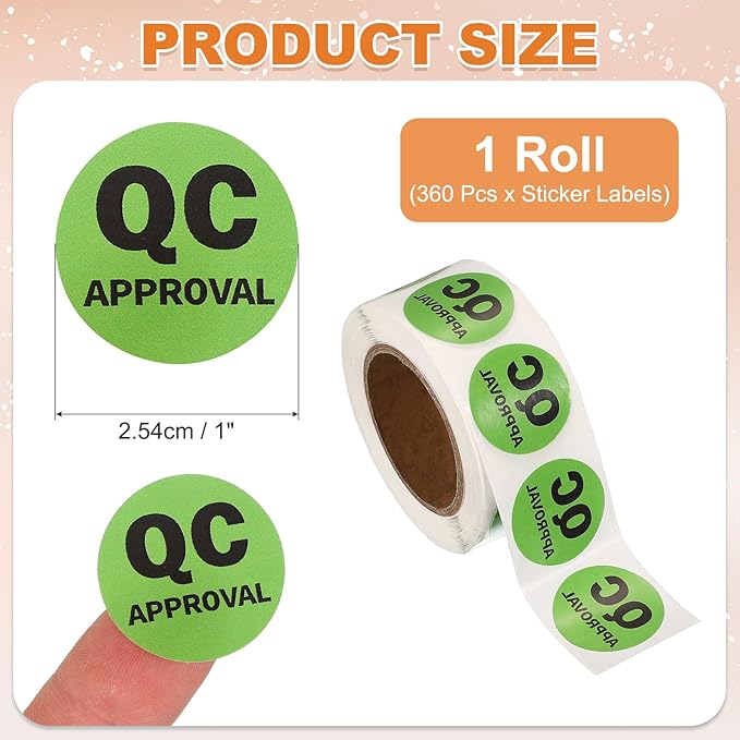 PATIKIL 360 Pcs 1 Roll QC Approval Labels, 1 Inch Circle Inventory Control - Image 2