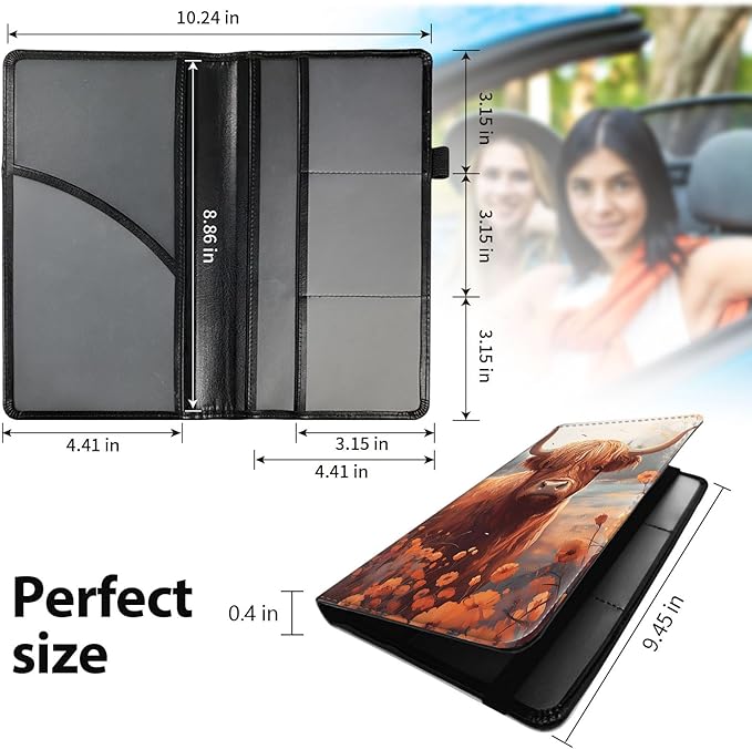 Car Registration and Insurance Holder, Leather Car Glove Box Organizer - Image 5