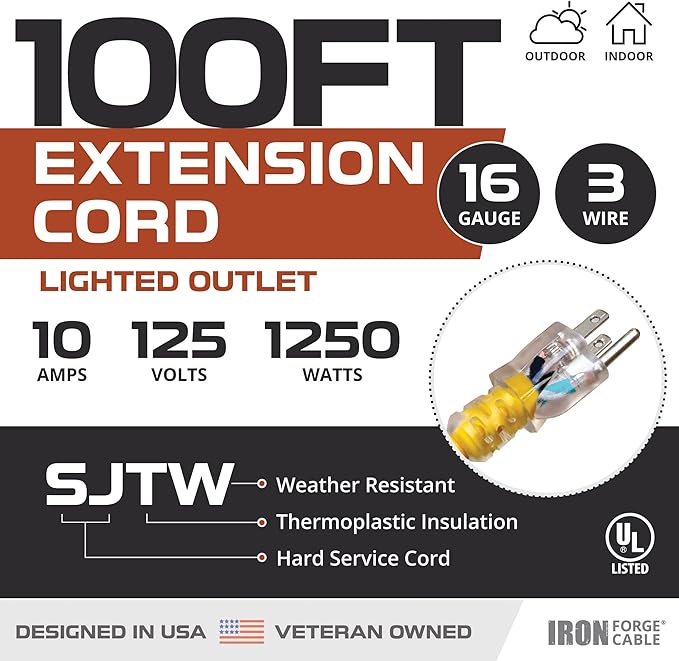 Iron Forge Cable Weatherproof 100 Ft Outdoor Extension Cord - Image 2