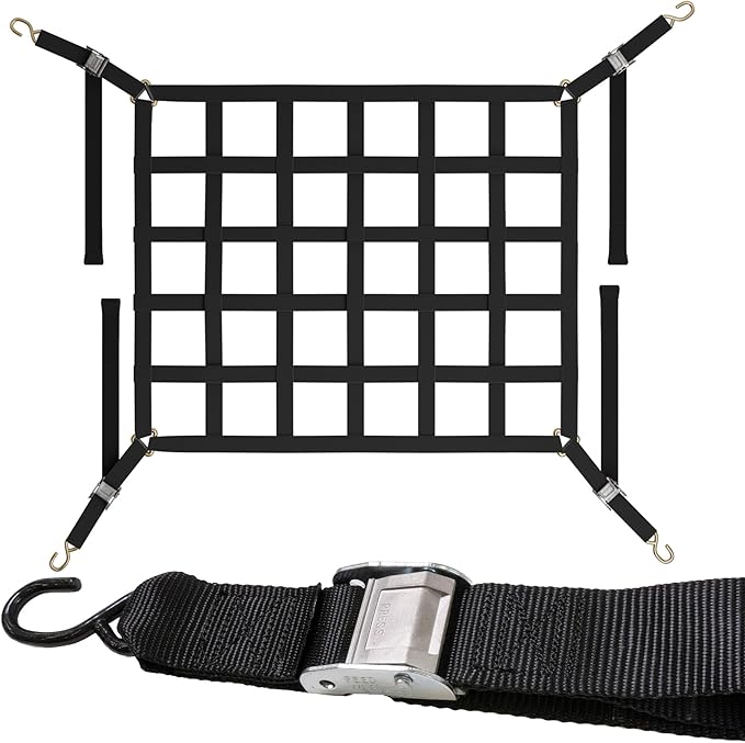 US Cargo Control Cargo Net for Pickup Truck Bed 4.2 FT x 3.5 FT, Adjustable by USCargoControl