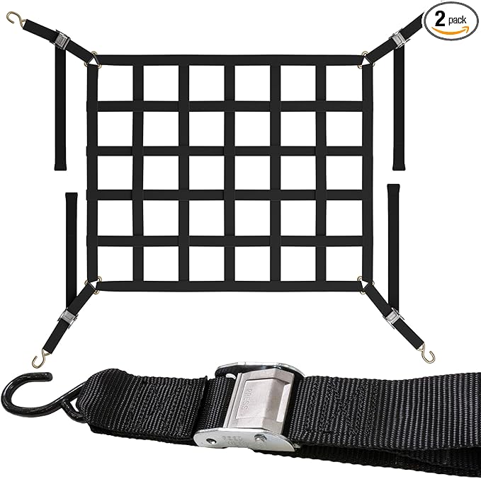 US Cargo Control Cargo Nets for Pickup Truck Bed 4.2 FT x 3.5 FT, Adjustable by USCargoControl