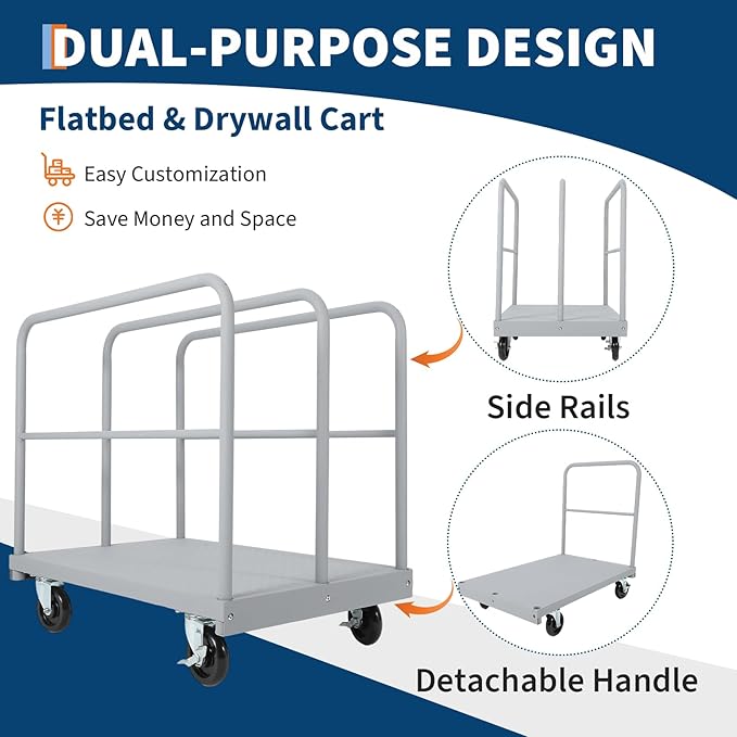 2 in 1 Steel Panel Truck Cart, 36x24 inch Flatbed - Image 2