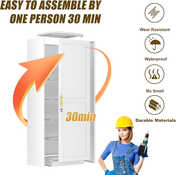 Metal Locker Cabinet, 19.7’’W Narrow Lockable Single File Storage Cabinet - Image 4