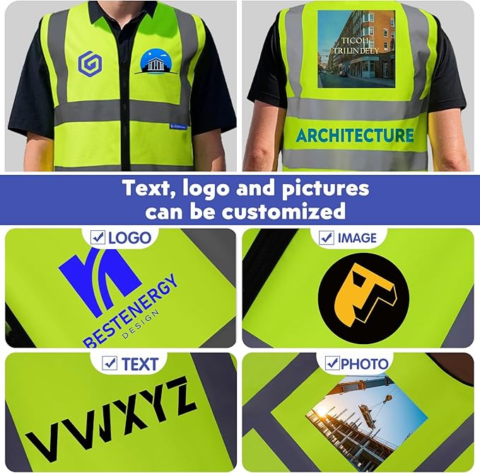 BeautyWill Custom Safety Vest Customized Logo Class 2 High Visibility - Image 5