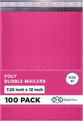 Hot Pink Poly Bubble Mailers 7.25x12 inch #1 | Self Seal Padded Envelopes | by MAILERVIEW