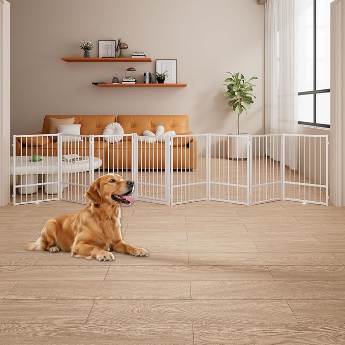 8 Panels Full Metal Freestanding Dog Gates - Image 3