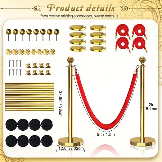 8PCS Gold Stanchions Posts - Image 2